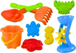 Bunte Sandsatzspielzeuge mit Mühle und Förmchen