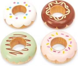 Set aus Holz-Donuts