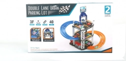 Städtisches Parkhaus – dreistöckiges Parkspiel-Set mit Aufzug, Waschanlage und Tankstelle, 40 Teile, 2 Spielautos