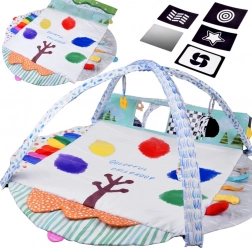 Große interaktive runde Spielmatte 2-in-1 für Kinder mit Bögen und kontrastierenden Karten