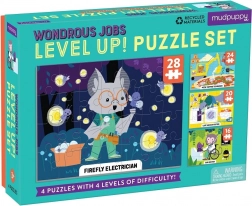 Mudpuppy Level Up! Wundersame Berufe – Kinderpuzzle 4-in-1