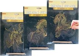 Kratzbild Gold Einhorn A4, 3 Motive