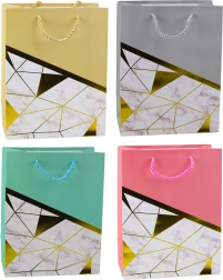 Geschenktasche mit geometrischen Mustern und Marmor-Effekt 23 x 18 x 10,5 cm