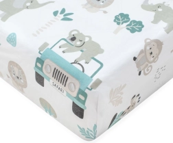 Baumwoll-Spannbettlaken für Kinderbett NEW BABY Safari II 120 × 60 cm