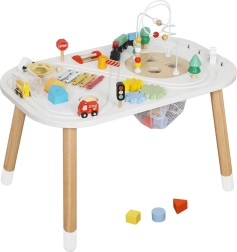 Multifunktionaler Kindertisch aus Holz mit Aktivitäten und Spielzeug