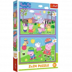 Puzzle 2x24 Peppa auf dem Spielplatz - Peppa Pig