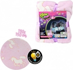 Leuchtende Plüschdecke mit Einhörnern 130 × 150 cm rosa