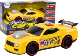 Gelbes Rennwagen mit Lichtern und Geräuschen