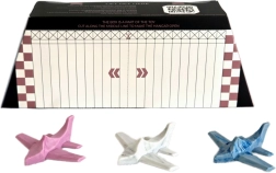 Toddleroad Hangar Marble – Set aus 3 ergonomischen Silikonflugzeugen mit funktionaler Box