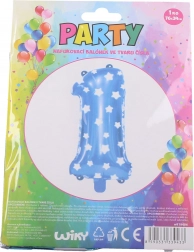 Ballon Zahl 1 blau mit Sternchen