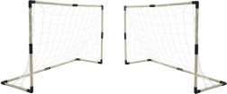 Set aus zwei Fußballtoren mit Spielstandtafel und Zubehör