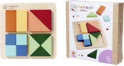 Montessori quadratisches Holzpuzzle – geometrisches Steckspiel mit 4 Quadraten