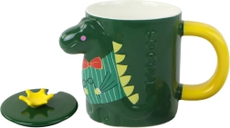 Tasse mit grünem Dinosaurier und Deckel 400 ml