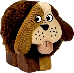 Holzfigur Hund mit Bommel XL