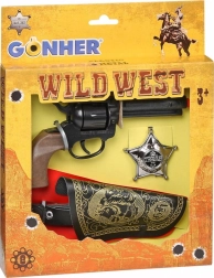 Cowboy-Set – Revolver mit Holster und Sheriffstern GONHER