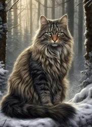 Diamantmalerei Katze im Wald 30x40cm