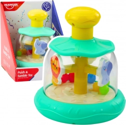 Spielzeug Bąček Karussell mit Tieren und Kugeln Grün