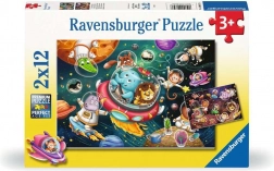 Puzzle Tiere im Weltraum 2x12 Teile Ravensburger
