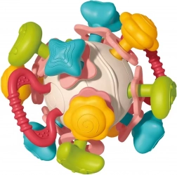 Weiche Rassel-Kugel 4-in-1 WOOPIE – Sinnes-Spielzeug und Beißring für Babys