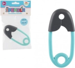 Kinder Rassel Sicherheitsnadel grau-türkis