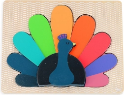 Holzpuzzle mit Einlegepuzzle Pfau von Vilac