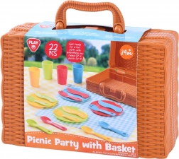 Picknickkorb mit Geschirr für Kinder, 22 Teile