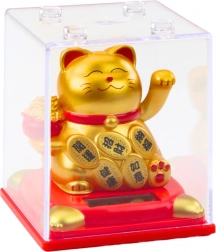 Chinesische Glückskatze Solarfiguren Vitrine Gold