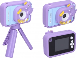 Digitaler Kinderfotoapparat mit Dinosaurier-Silikonhülle und Stativ, 48 MP, Full-HD-Video
