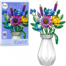 Bausatz Blumenstrauß in weißer Vase – 543 Teile