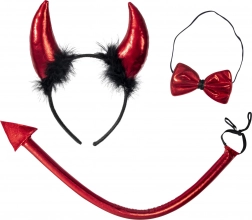 Kinder-Teufelsset mit Hörnern, Schwanz und Gabel