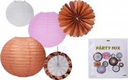 Party-Mix aus Papierdekorationen – Lampions, Pompons und hängende Deko (Set mit 12 Stk.)