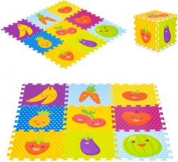 Kinderspielmatte aus Schaumstoff IPLAY - Obst- und Gemüse-Puzzle 9 Elemente 86x86cm