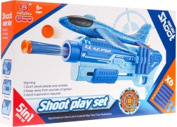 Schieß-Set 5-in-1 mit Flugzeugwerfer – blau
