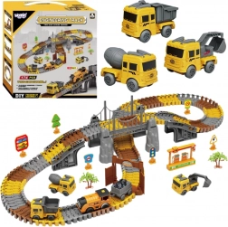 Woopie Konstruktionsset Rennstrecke XXL Elektrische Schiene – Baustelle, 174 Teile