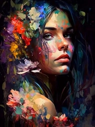 Diamantmalerei Buntes Porträt einer Frau 30 × 40 cm