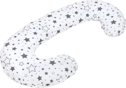 Universelles Stillkissen New Baby in C-Form mit grauen Sternen
