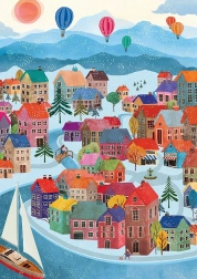 Puzzle Dorf im Winter 500 Teile