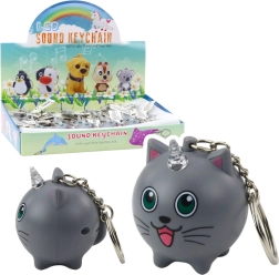 Anhänger Kätzchen-Einhorn mit LED-Horn und Sound, grau