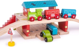 Großer Bahnhof Spielzeug Über der Straße