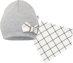 Baby-Mütze und Halstuch NEW BABY Missy – grau