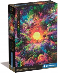 Puzzle 500 Compact – psychedelische Morgendämmerung im Dschungel
