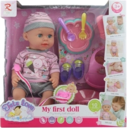 Baby-Puppe 32 cm mit Geräuschen und Zubehör, die Pipi macht