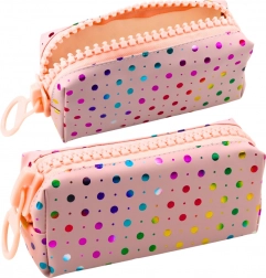 Großes rosa Punkte Federmäppchen mit großem Reißverschluss