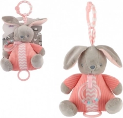 Plüschhäschen mit Aufzieh-Spieluhr und Rassel, rosa (18 × 20 cm)