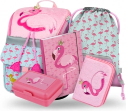 Schulset Zippy Flamingo: Schulranzen, Federmäppchen, Tasche, Mappe, Box