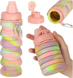 Faltbare sportliche Silikon-Wasserflasche 500ml Regenbogen