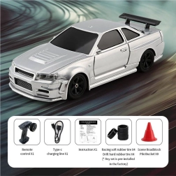 RC Drift-Miniauto 1:43 weiß mit Zubehör