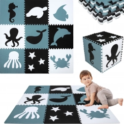 Große Schaumstoff-Spielmatte XXL 180 × 180 cm – Meerestiere HUMBI