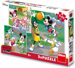 Puzzle MICKEY UND MINNIE treiben Sport 3×55 Teile