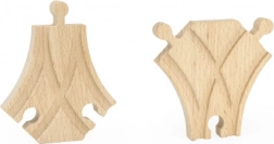 Holzschienen kurze Weiche 2 Stück